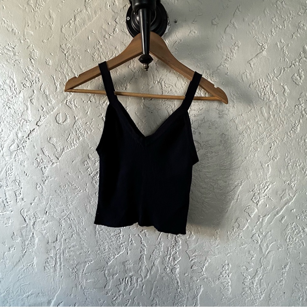 Navy Blue Cotton Knit Tank Top Made in Italy